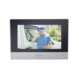 Monitor Hibrido IP WiFi Touch Screen 7" para DS-KIS303P / Vídeo en Vivo / PoE Estándar / Apertura Remota / Llamada Entre Monitores / Audio de dos vías / Policarbonato