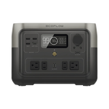 EcoFlow River 2 Max | Estación de Energía Portátil 512Wh Litio LFP / 4 AC 500 W (Max. 1000W) / 1 USB-C 100W / 3 USB -A 12W / Cargador de Coche 8A a 12 o 24V / Conectividad WiFi y Bluetooth (App) / Carga Solar 220W Max.