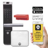 Kit Cerradura con manija YMF40A y HUB, Apertura por, Código, Biometría y apertura por SMARTPHONE, Para puertas de 35 a 90 mm de espesor