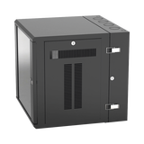 Gabinete PanZone de Montaje en Pared, de 19in, Puerta con Ventana de Seguridad, 12 UR, 635mm de Profundidad, Color Negro