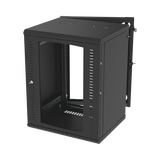 Gabinete Abatible de Pared (Con Marco Trasero) con Rack 19" de 16 Unidades. Ventana de Cristal Templado.