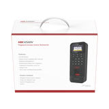 Kit de Control de Acceso TODO INCLUIDO con Lector de Huellas y Tarjetas / 3,000 Huellas / Compatible con App Hik-Connect / Incluye Electroimán Botón de Salida y Montajes Z y L para imán (DS-K1T804)