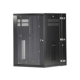 Gabinete PanZone de Montaje en Pared, de 19in, Puerta con Ventana de Seguridad, 18 UR, 635mm de Profundidad, Color Negro