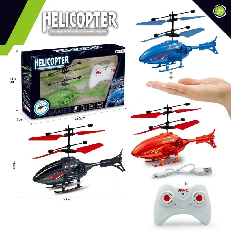 Avión de Control remoto resistente a choques, helicóptero de inducción, Dron suspendido de modo Dual, juguete con iluminación