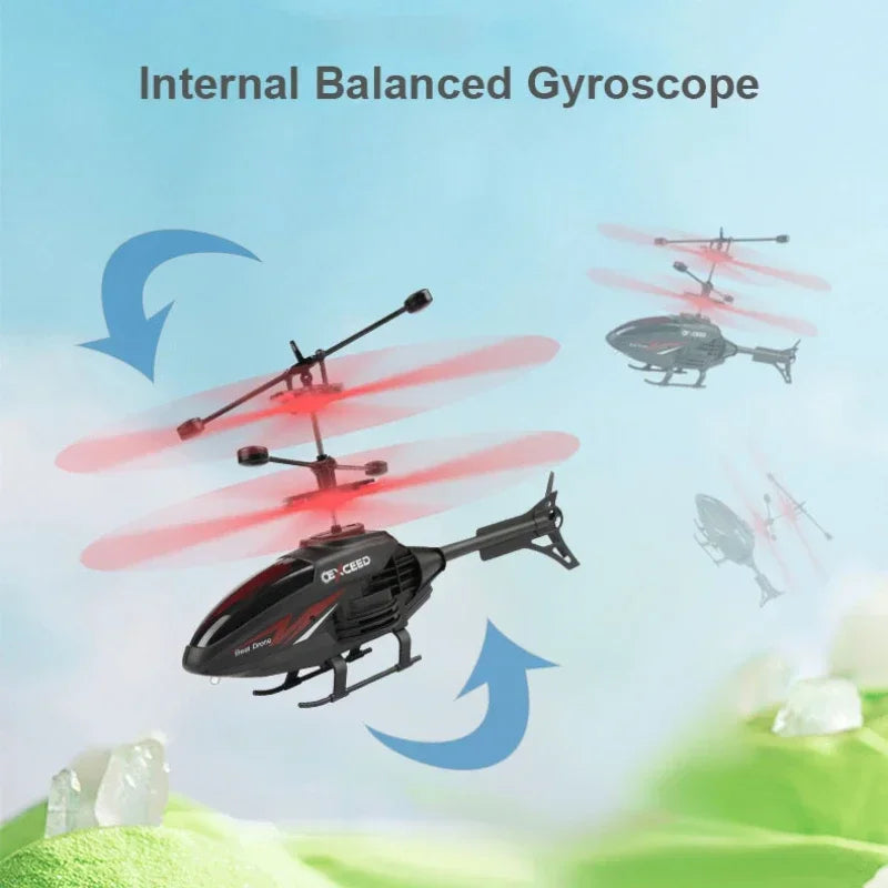 Avión de Control remoto resistente a choques, helicóptero de inducción, Dron suspendido de modo Dual, juguete con iluminación
