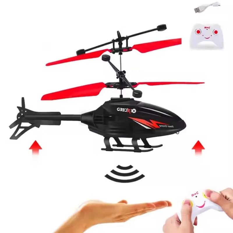 Avión de Control remoto resistente a choques, helicóptero de inducción, Dron suspendido de modo Dual, juguete con iluminación