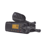 Radio Móvil Marino VHF, color negro, 25 W de potencia, sumergible IPX4, rango de frecuencia.: Tx: 156.025-157.425 MHz, Rx: 156.050-163.275 MHz. incluye micrófono y cable de alimentación