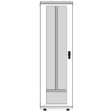 Gabinete Rack 42 Unidades / Piso 19 Pulgadas / Puerta Cristal Templado / Capacidad Carga 1000 Kg / Acero Calibres 16-18-20 / Ventilación Superior / Ruedas y Niveladores / Cerradura Seguridad