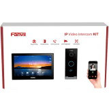 Kit Videoportero IP / Estación Interior i504W + Frente de Calle i60 / Pantalla Táctil 7" HD / Videollamadas H.264/H.265 / Wi-Fi Dual Band / PoE / App Fanvil Link / ONVIF / 10,000 Tarjetas RFID